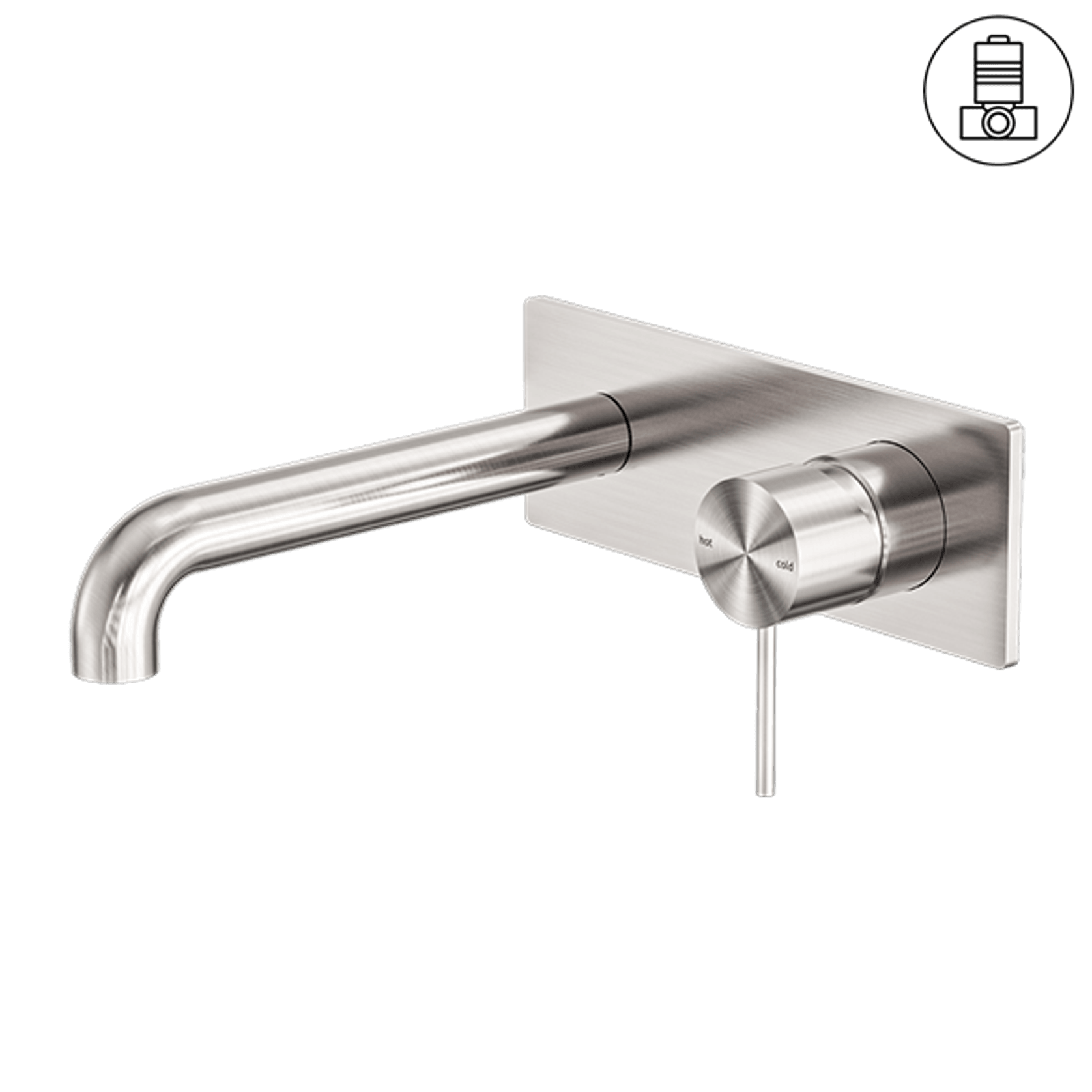 Mecca Wall Basin/Bath Mixer 185mm Brushed Nickel gallery detail image