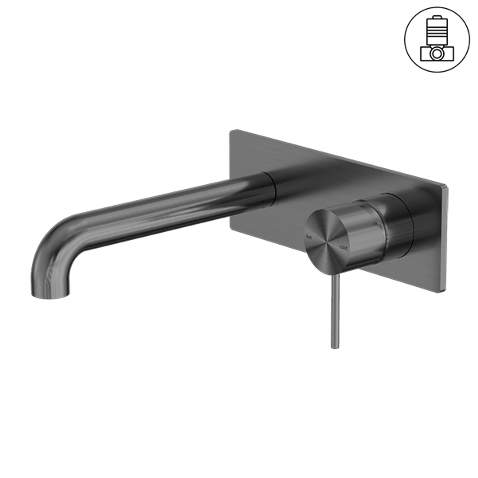 Mecca Wall Basin/Bath Mixer Handle Up 185mm Gun Metal gallery detail image