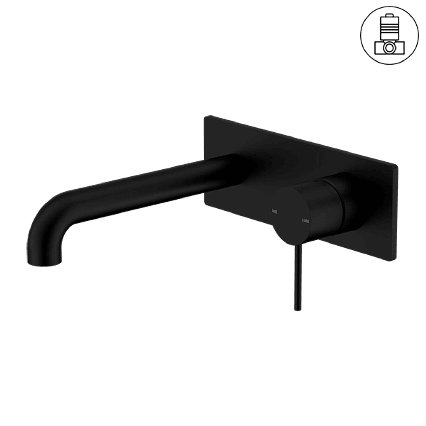 Mecca Wall Basin/Bath Mixer 185mm Matte Black gallery detail image