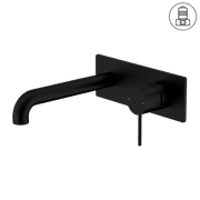 Mecca Wall Basin/Bath Mixer 230mm Matte Black gallery detail image
