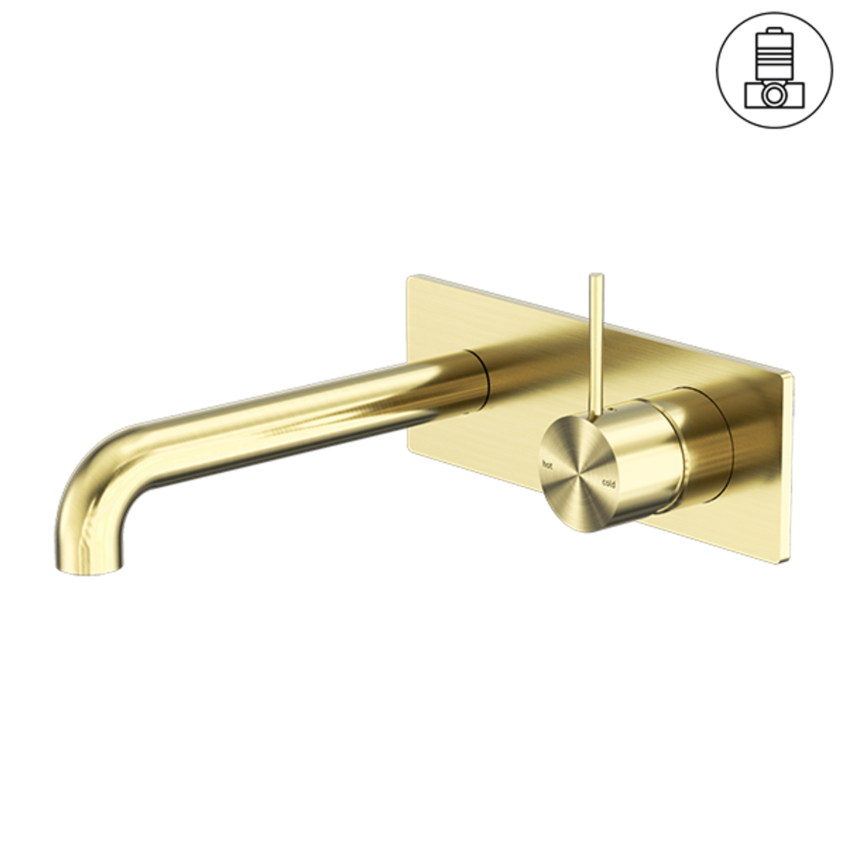 Mecca Wall Basin/Bath Mixer Handle Up 160mm Brushed Gold gallery detail image