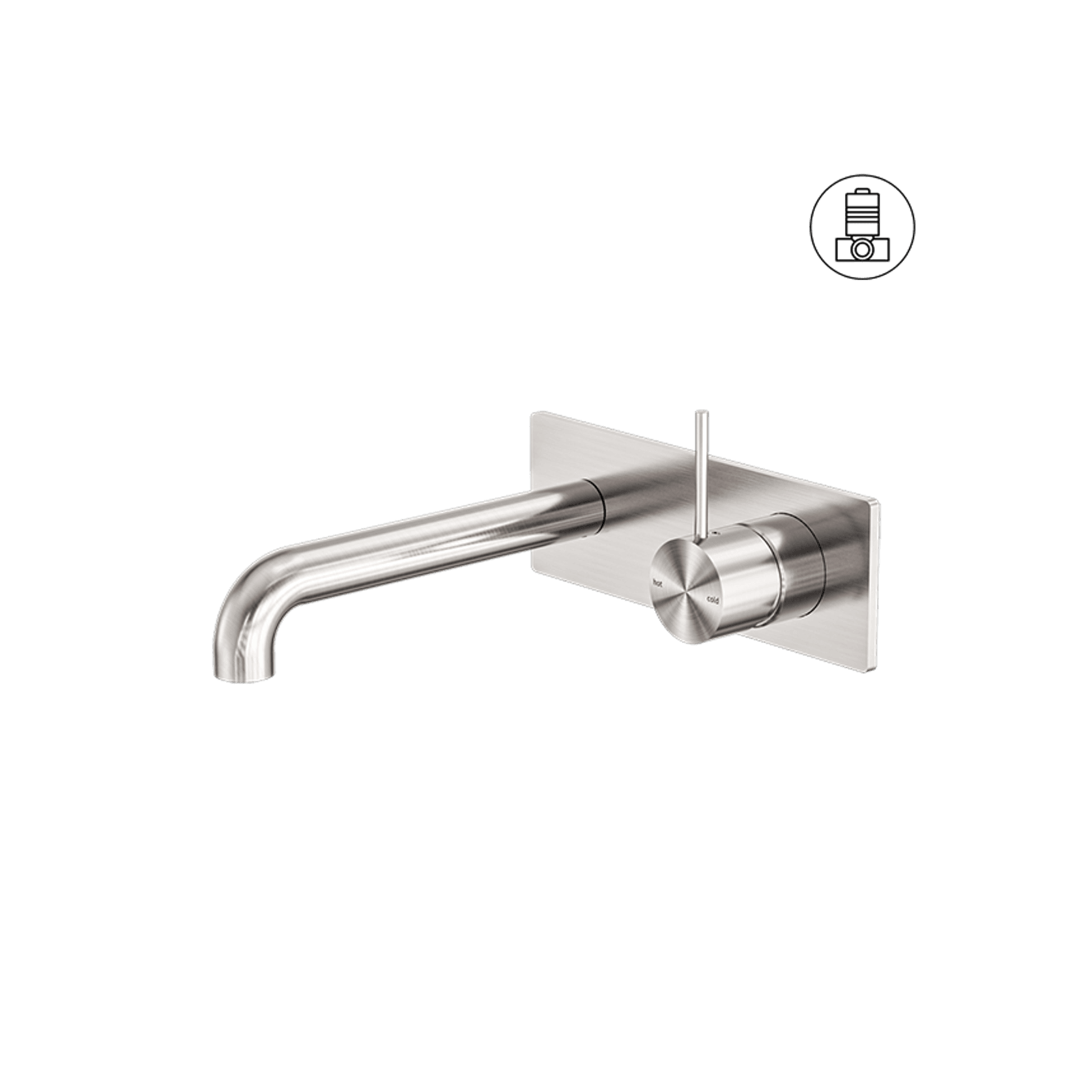 Mecca Wall Basin/Bath Mixer Handle Up 120mm Brushed Nickel gallery detail image