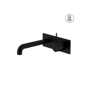 Mecca Wall Basin/Bath Mixer Handle Up 160mm Matte Black gallery detail image