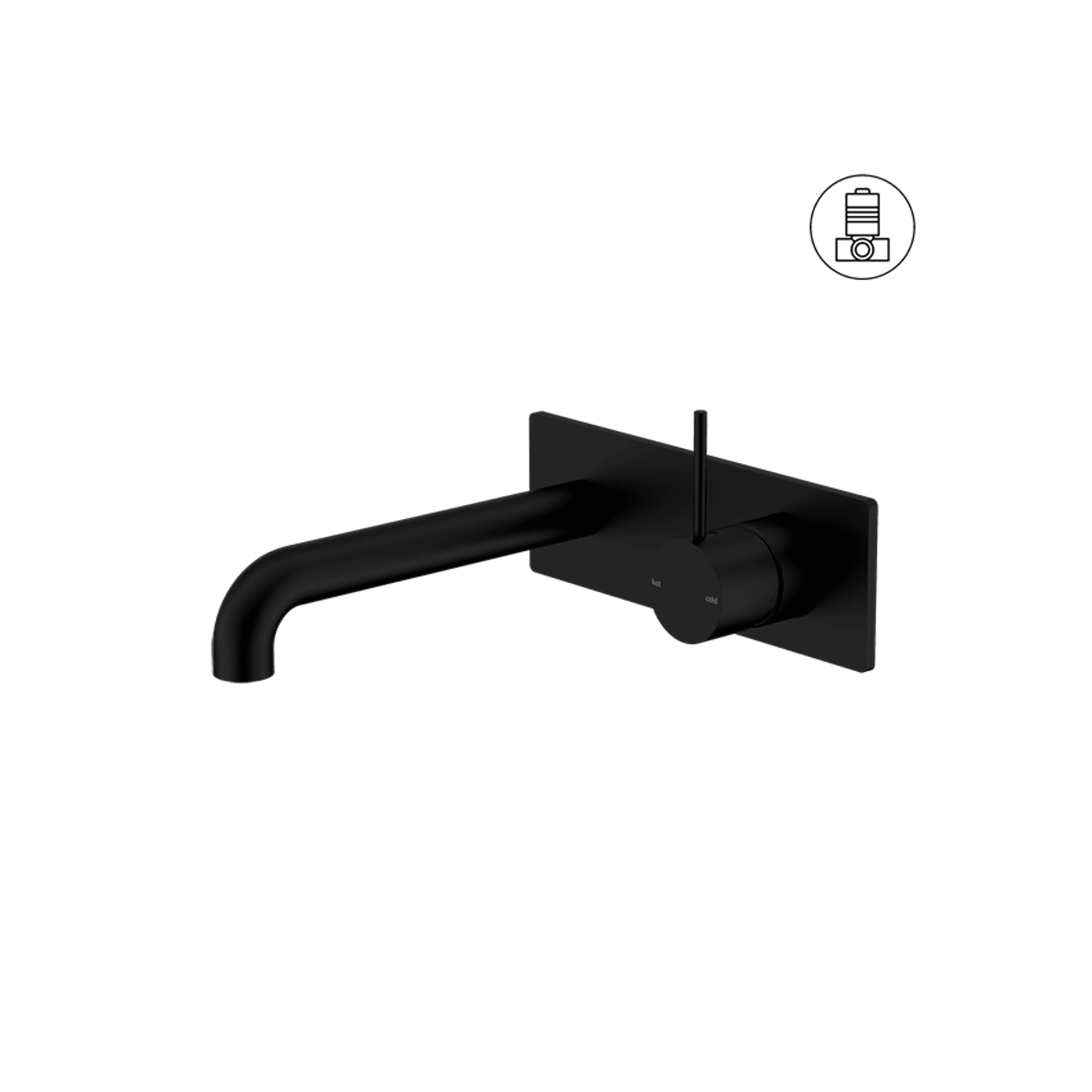 Mecca Wall Basin/Bath Mixer Handle Up 230mm Matte Black gallery detail image