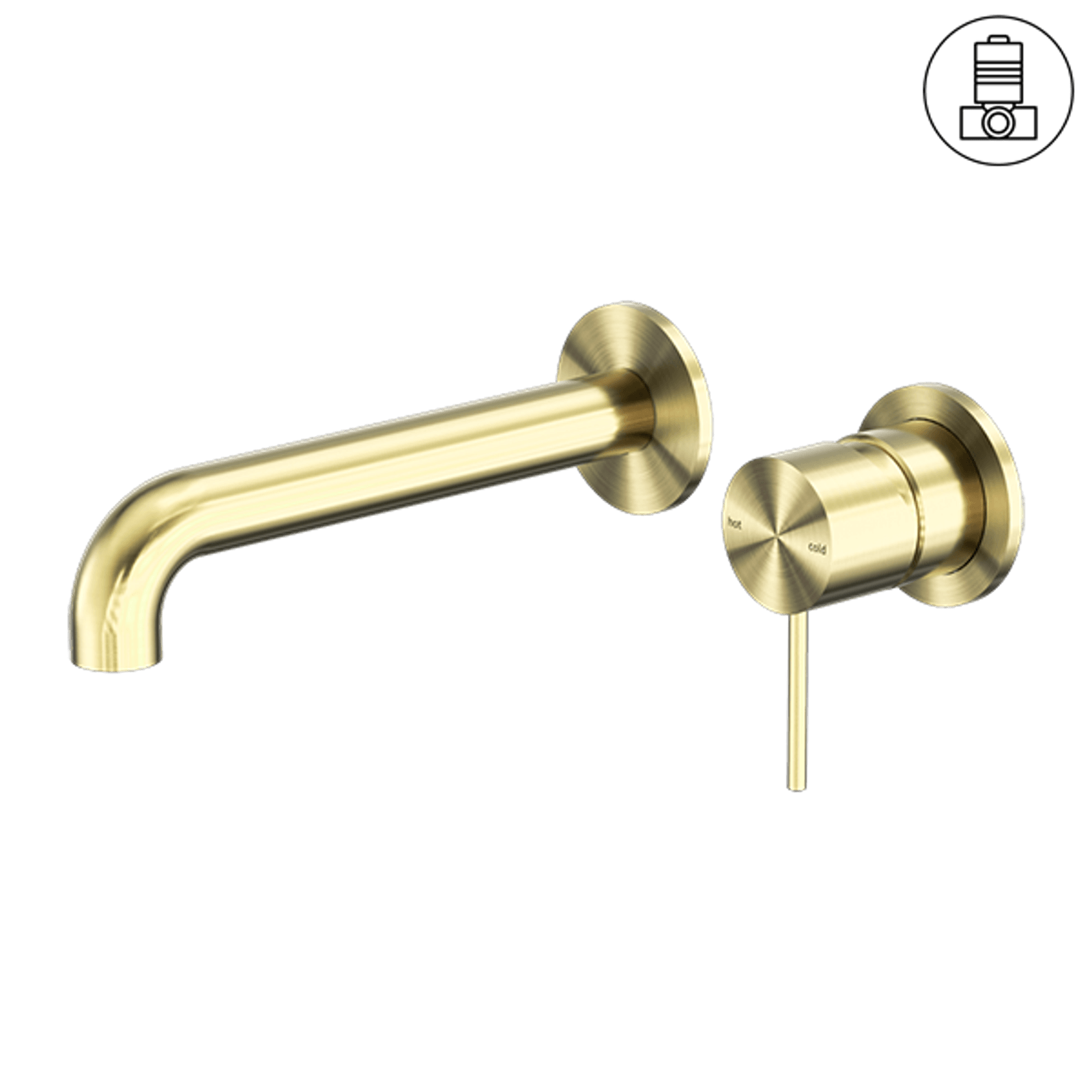 Mecca Wall Basin/Bath Mixer Separate Back Plate 230mm Brushed Gold gallery detail image