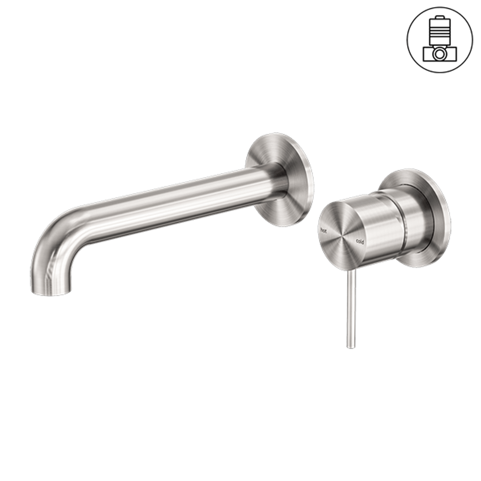 Mecca Wall Basin/Bath Mixer Separate Back Plate 230mm Brushed Nickel gallery detail image