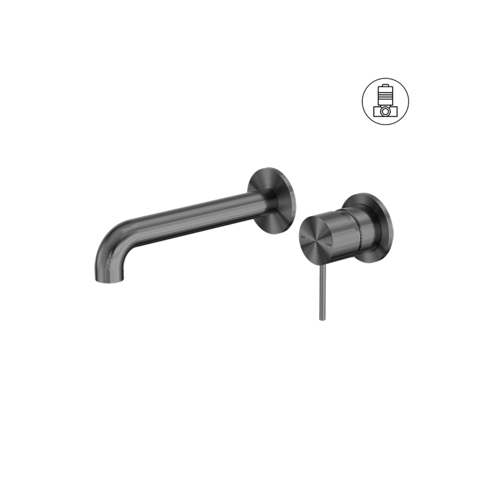 Mecca Wall Basin/Bath Mixer Separate Back Plate 185mm Gun Metal gallery detail image
