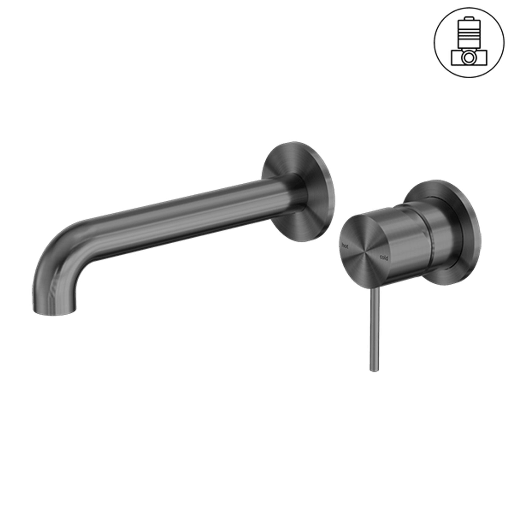 Mecca Wall Basin/Bath Mixer Separate Back Plate 185mm Gun Metal gallery detail image
