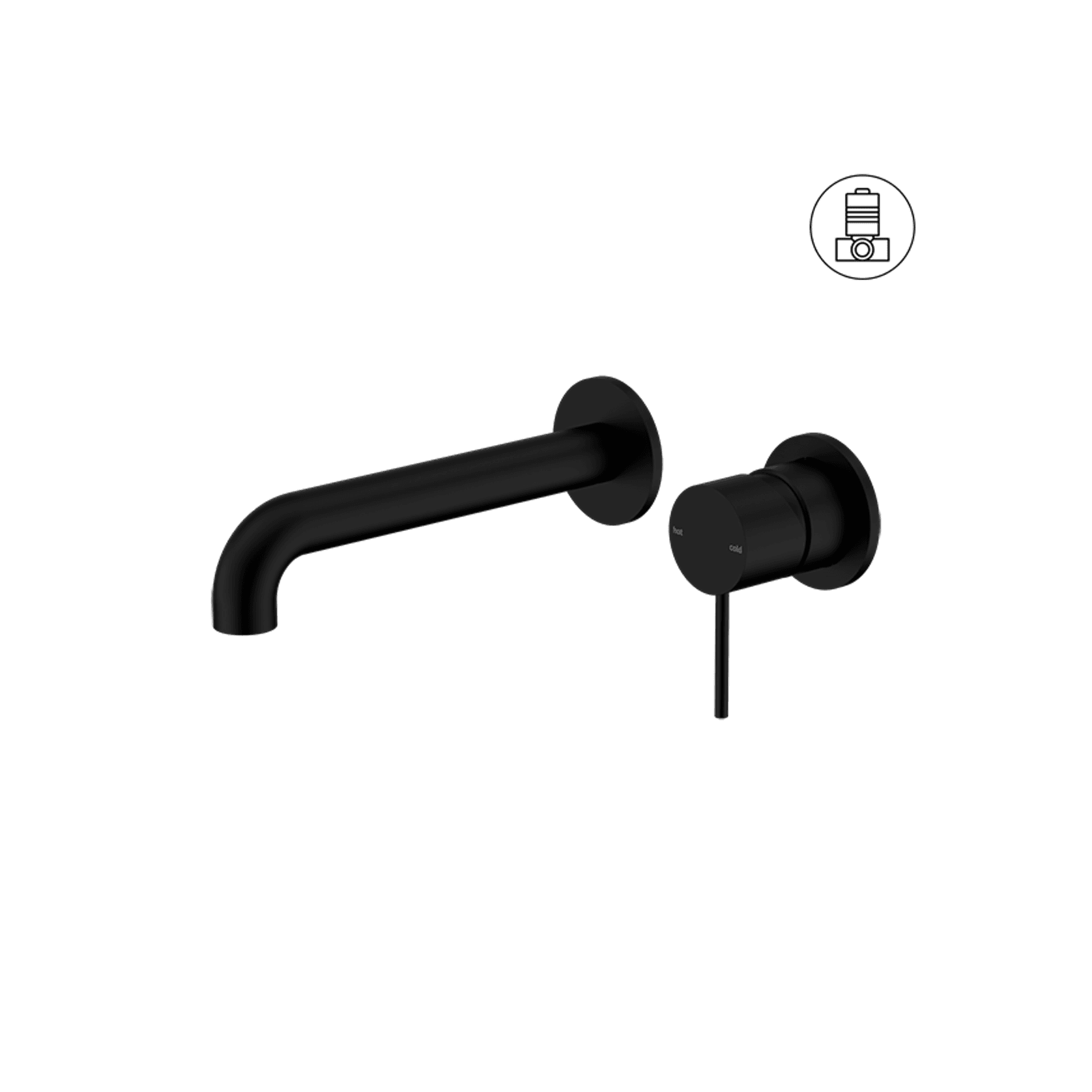 Mecca Wall Basin/Bath Mixer Separate Back Plate 260mm Matte Black gallery detail image