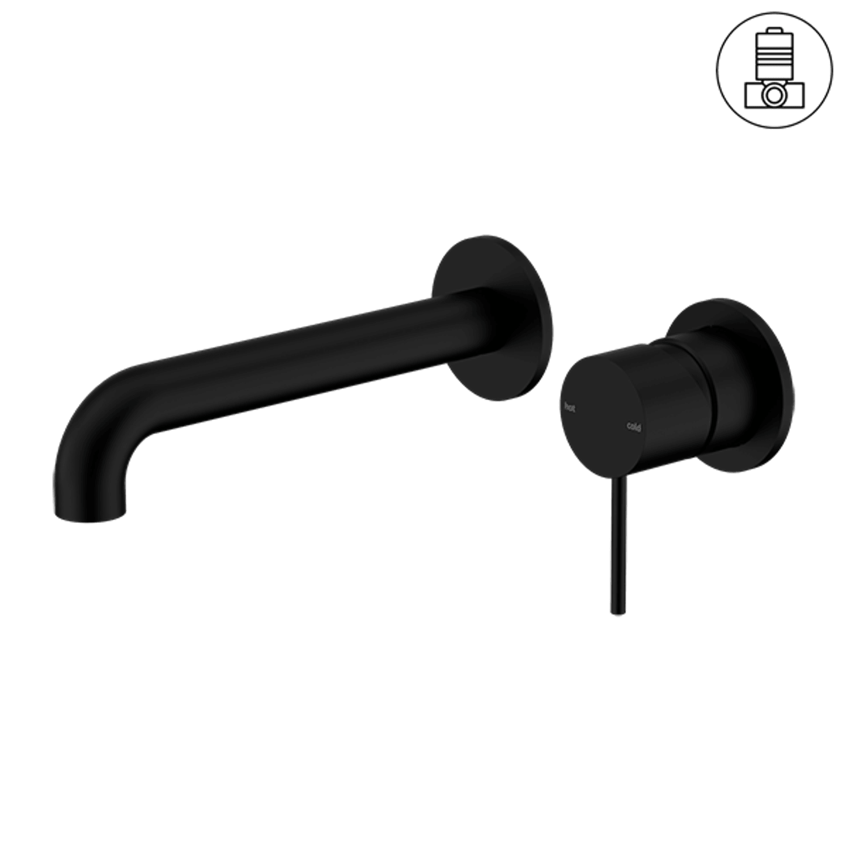Mecca Wall Basin/Bath Mixer Separate Back Plate 230mm Matte Black gallery detail image