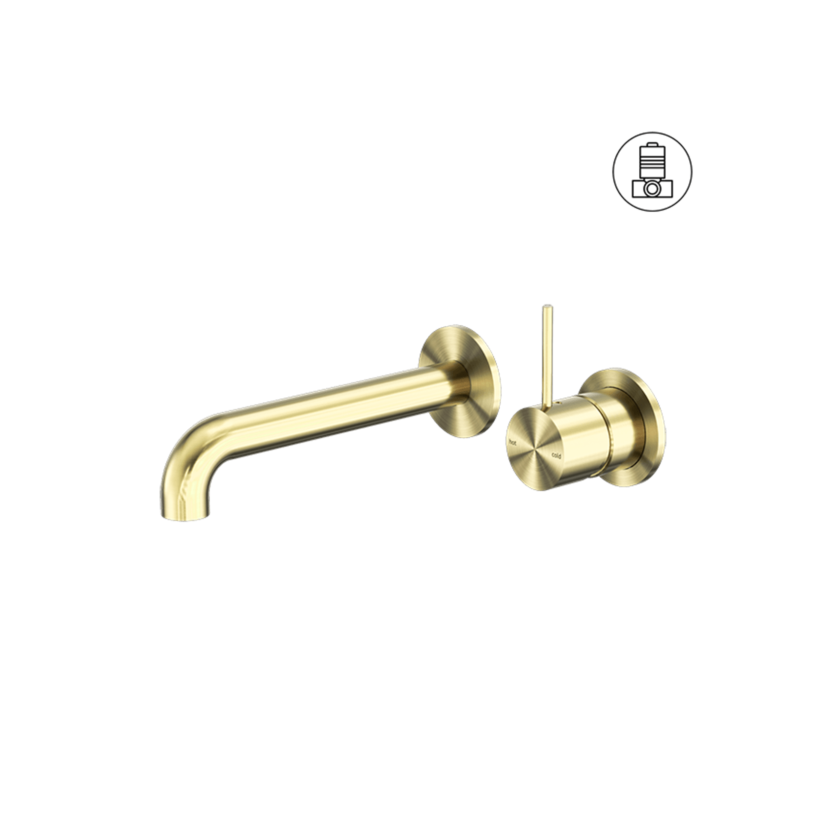 Mecca Wall Basin/Bath Mixer Separate Back Plate Handle Up 230mm Brushed Gold gallery detail image