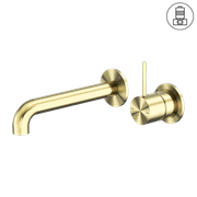Mecca Wall Basin/Bath Mixer Separate Back Plate Handle Up 230mm Brushed Gold gallery detail image