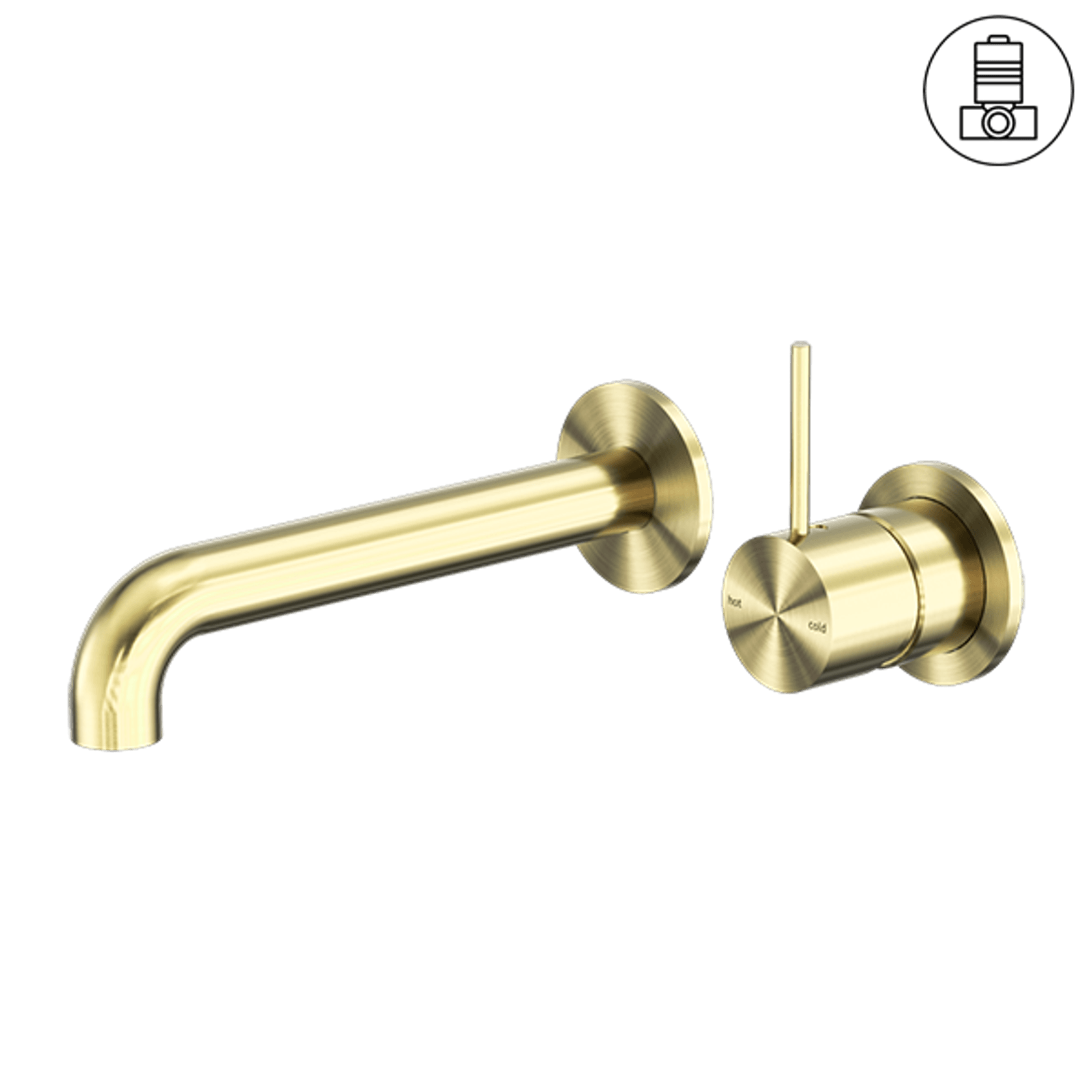 Mecca Wall Basin/Bath Mixer Separate Back Plate Handle Up 160mm Brushed Gold gallery detail image