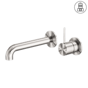 Mecca Wall Basin/Bath Mixer Separate Back Plate Handle Up 160mm Brushed Nickel gallery detail image