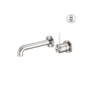 Mecca Wall Basin/Bath Mixer Separate Back Plate Handle Up 160mm Brushed Nickel gallery detail image