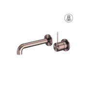 Mecca Wall Basin/Bath Mixer Separate Back Plate Handle Up 120mm Brushed Bronze gallery detail image