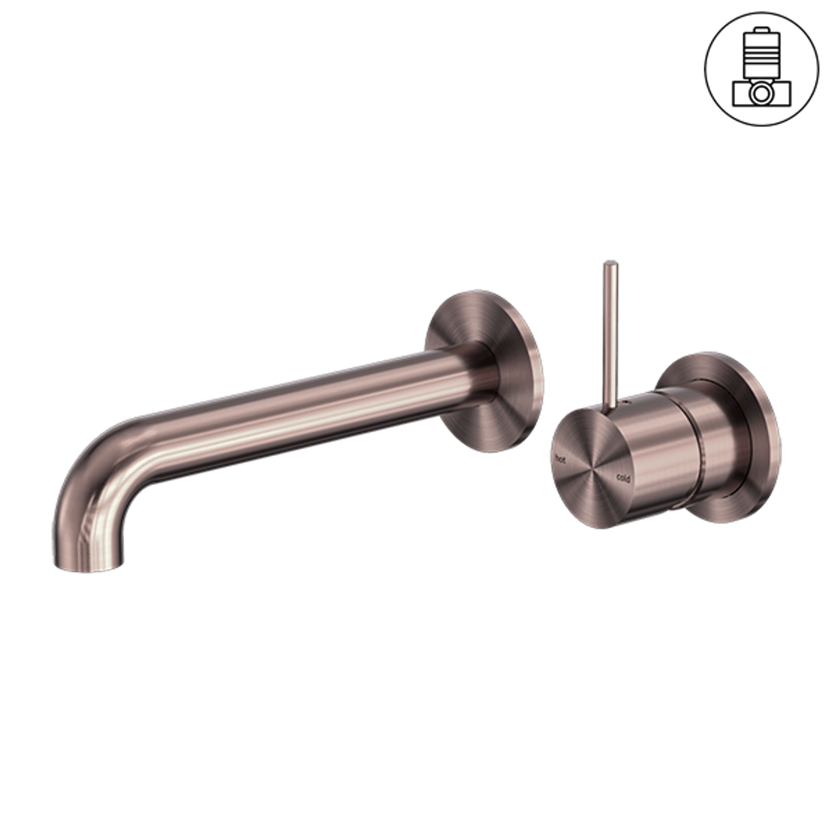 Mecca Wall Basin/Bath Mixer Separate Back Plate Handle Up 260mm Brushed Bronze gallery detail image