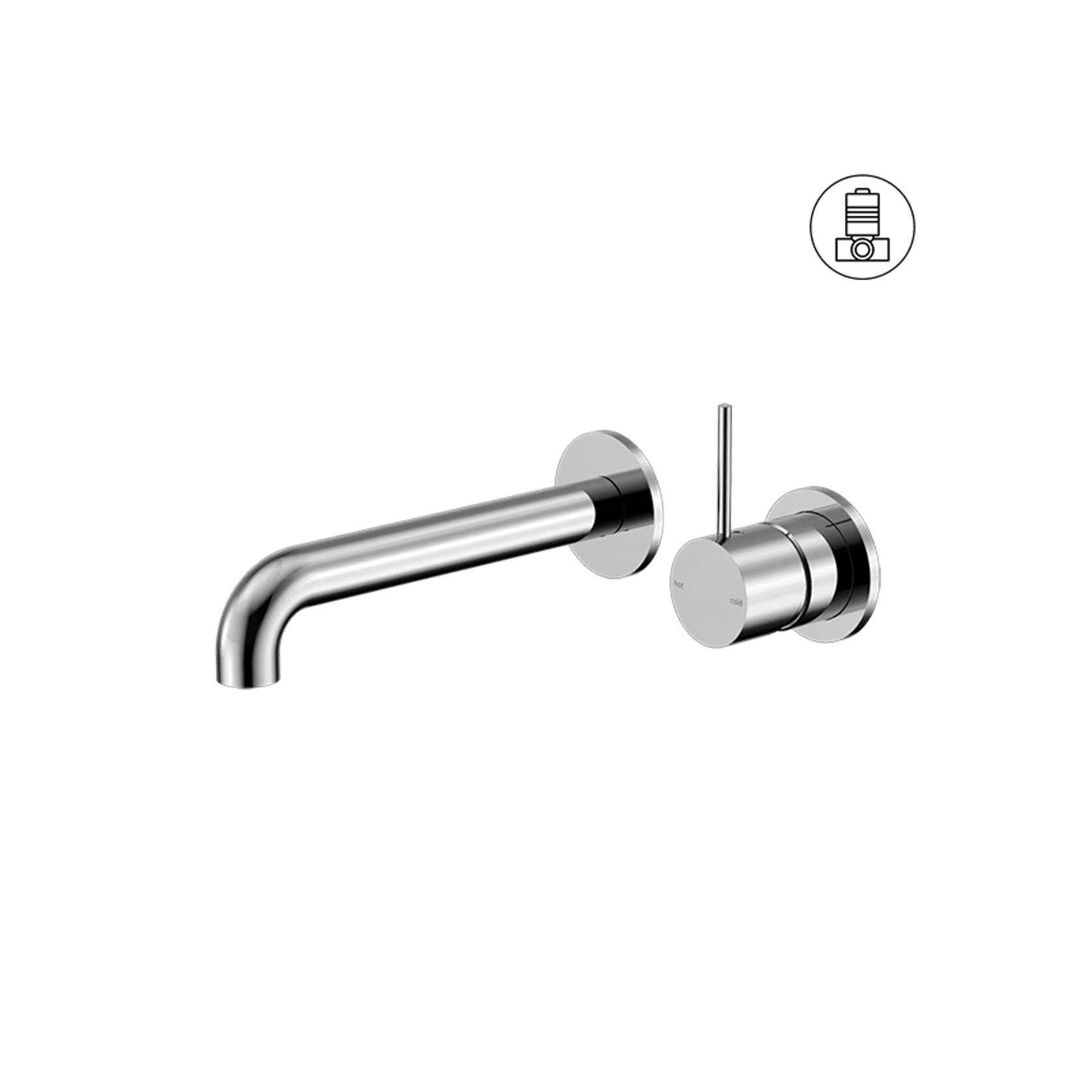Mecca Wall Basin/Bath Mixer Separate Back Plate Handle Up 185mm Chrome gallery detail image