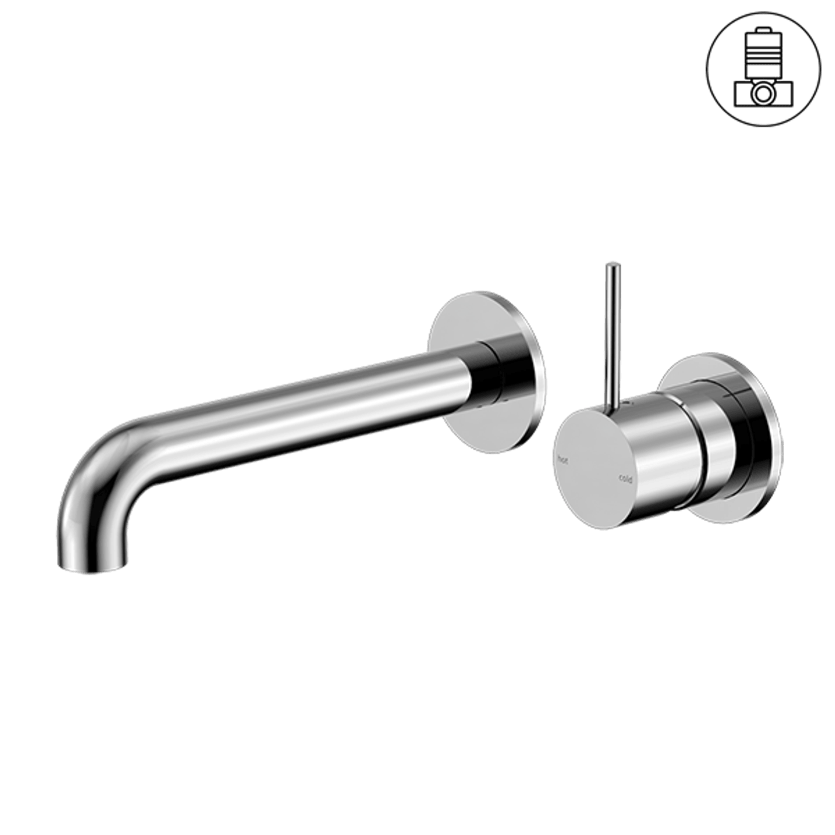 Mecca Wall Basin/Bath Mixer Separate Back Plate Handle Up 120mm Chrome gallery detail image