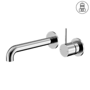 Mecca Wall Basin/Bath Mixer Separate Back Plate Handle Up 260mm Chrome gallery detail image