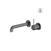 Mecca Wall Basin/Bath Mixer Separate Back Plate Handle Up 185mm Gun Metal gallery detail image
