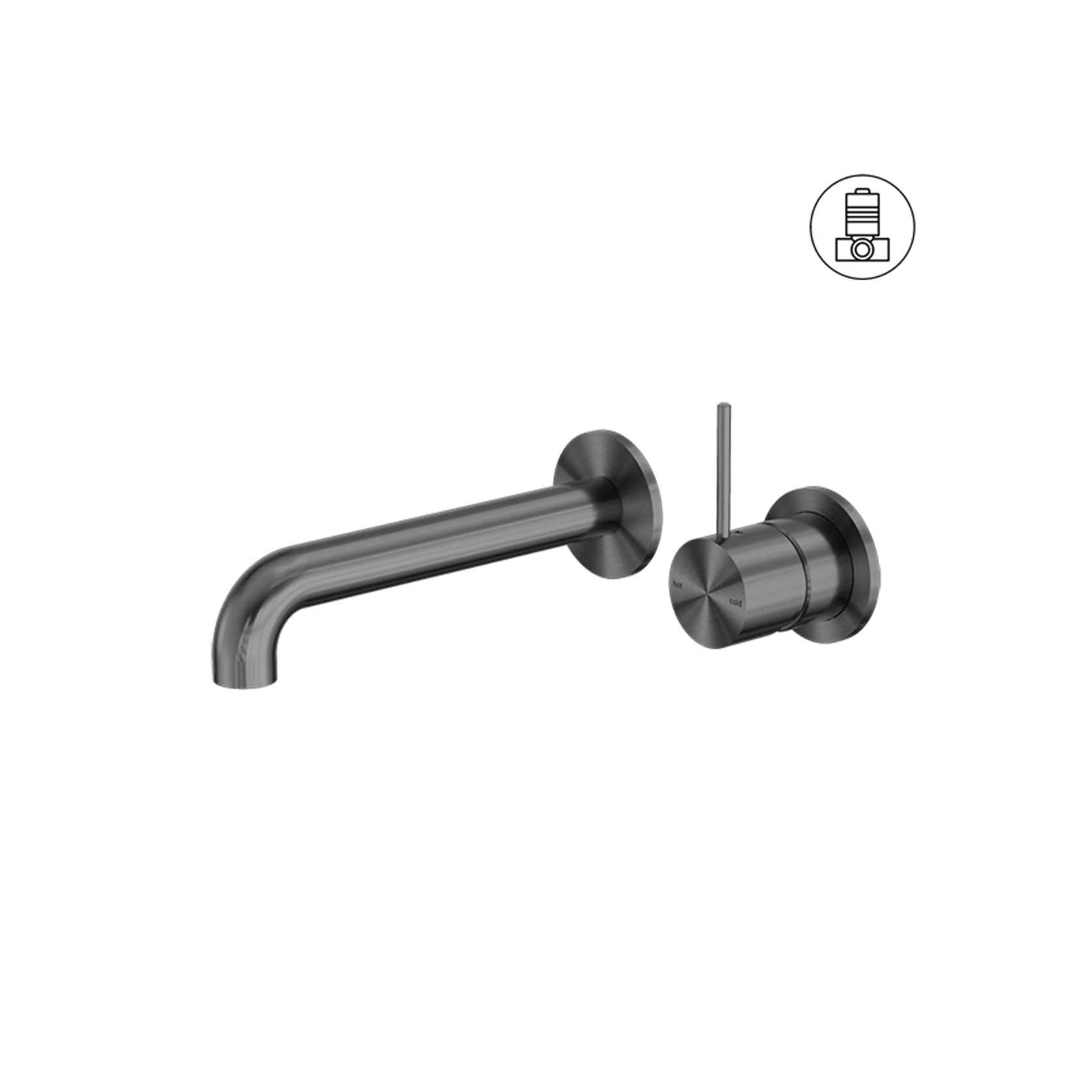 Mecca Wall Basin/Bath Mixer Separate Back Plate Handle Up 260mm Gun Metal gallery detail image