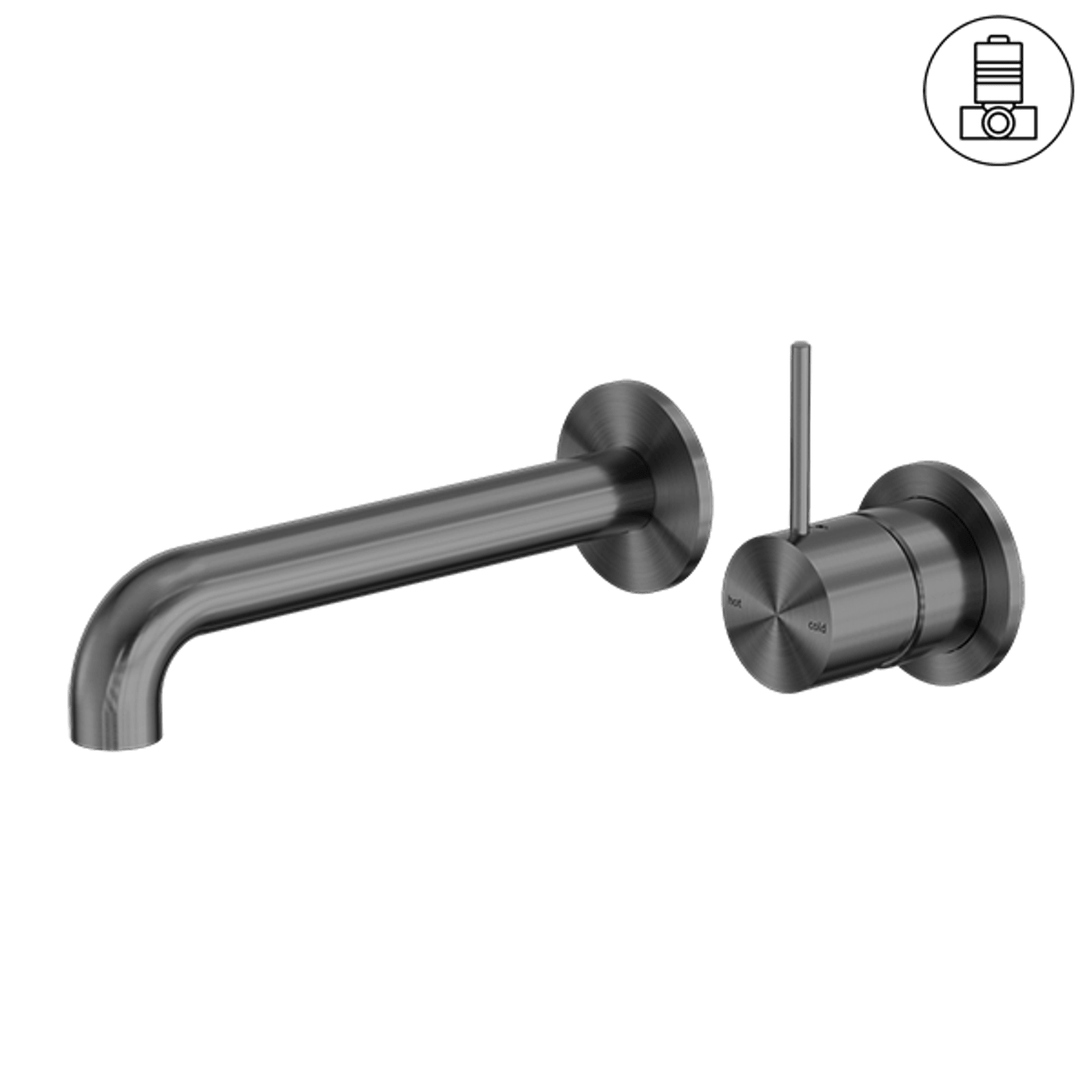 Mecca Wall Basin/Bath Mixer Separate Back Plate Handle Up 260mm Gun Metal gallery detail image