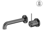 Mecca Wall Basin/Bath Mixer Separate Back Plate Handle Up 160mm Gun Metal gallery detail image