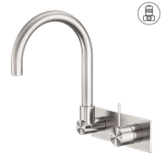 Mecca Wall Basin/Bath Mixer Swivel Spout Handle Up Brushed Nickel gallery detail image