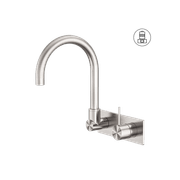 Mecca Wall Basin/Bath Mixer Swivel Spout Handle Up Brushed Nickel gallery detail image