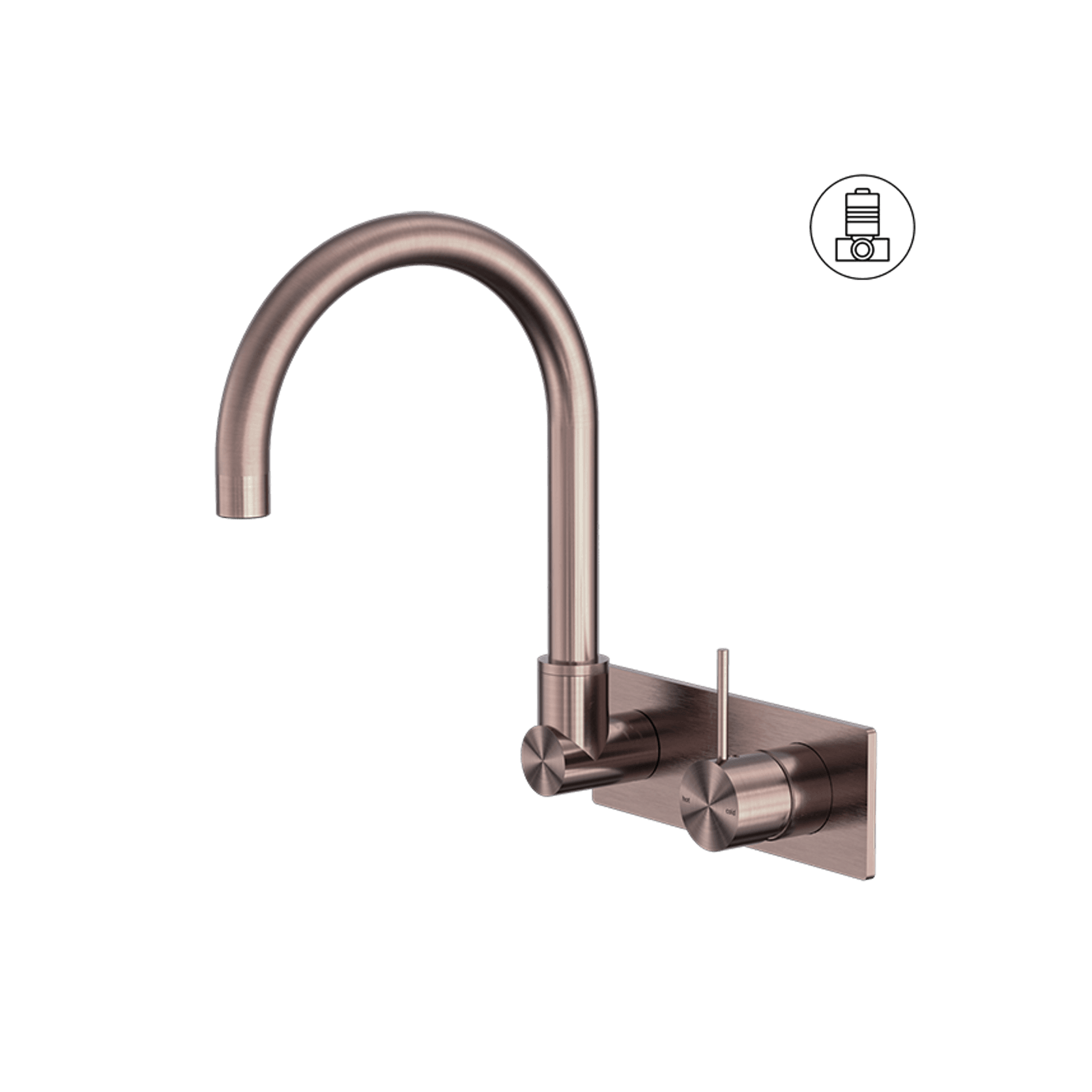 Mecca Wall Basin/Bath Mixer Swivel Spout Handle Up Brushed Bronze gallery detail image