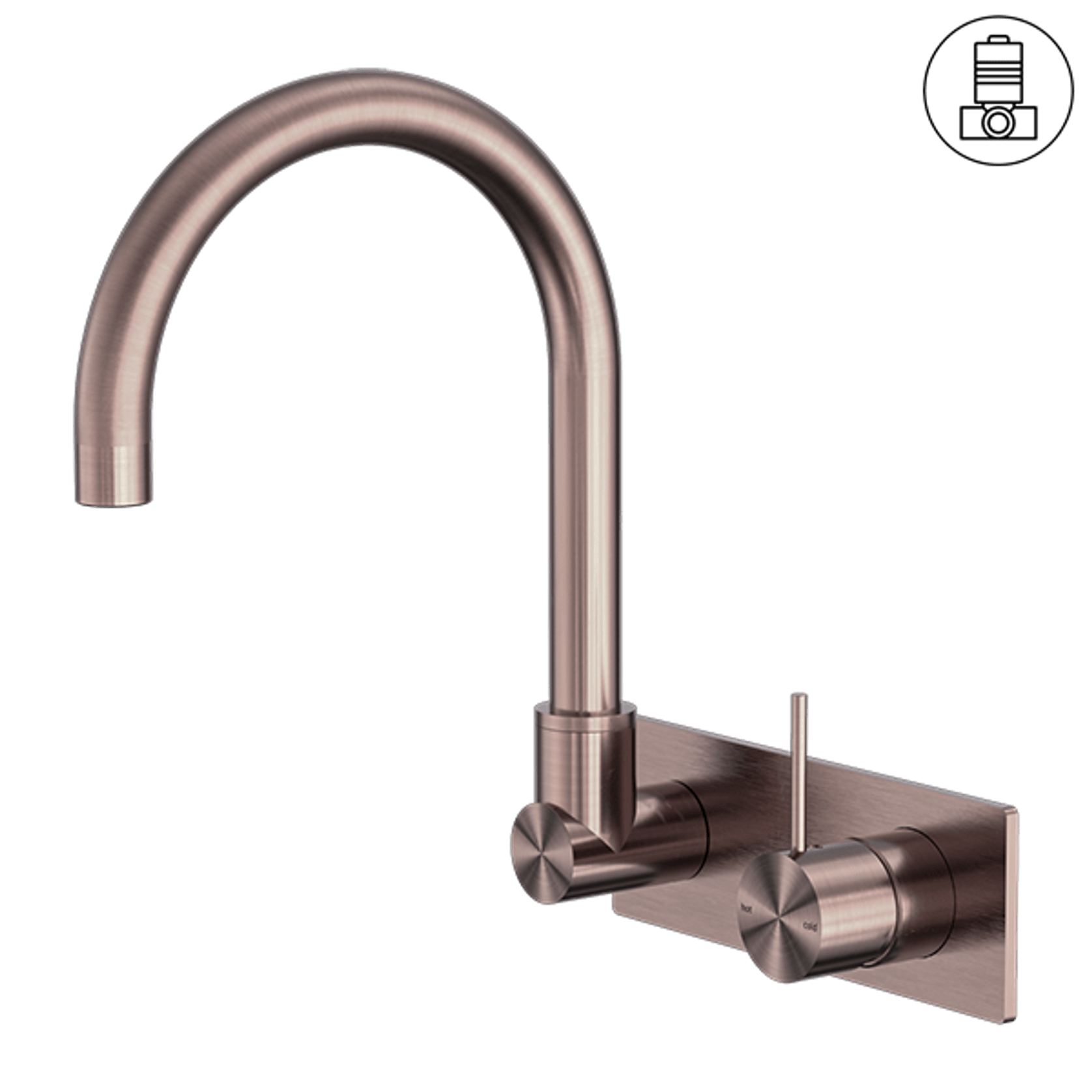 Mecca Wall Basin/Bath Mixer Swivel Spout Handle Up Brushed Bronze gallery detail image