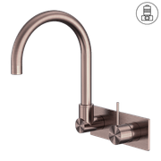 Mecca Wall Basin/Bath Mixer Swivel Spout Handle Up Brushed Bronze gallery detail image