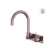 Mecca Wall Basin/Bath Mixer Swivel Spout Handle Up Brushed Bronze gallery detail image