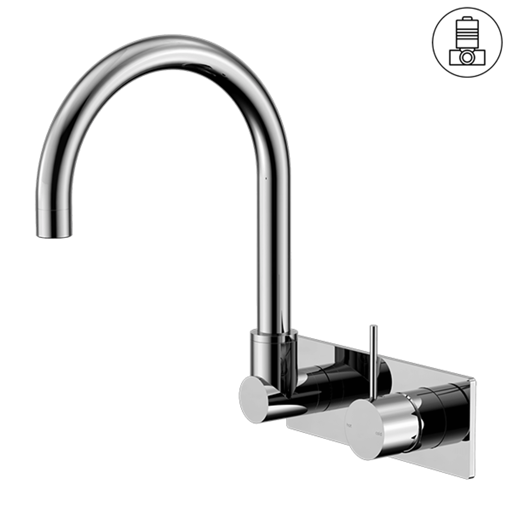 Mecca Wall Basin/Bath Mixer Swivel Spout Handle Up Chrome gallery detail image