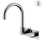 Mecca Wall Basin/Bath Mixer Swivel Spout Handle Up Chrome gallery detail image