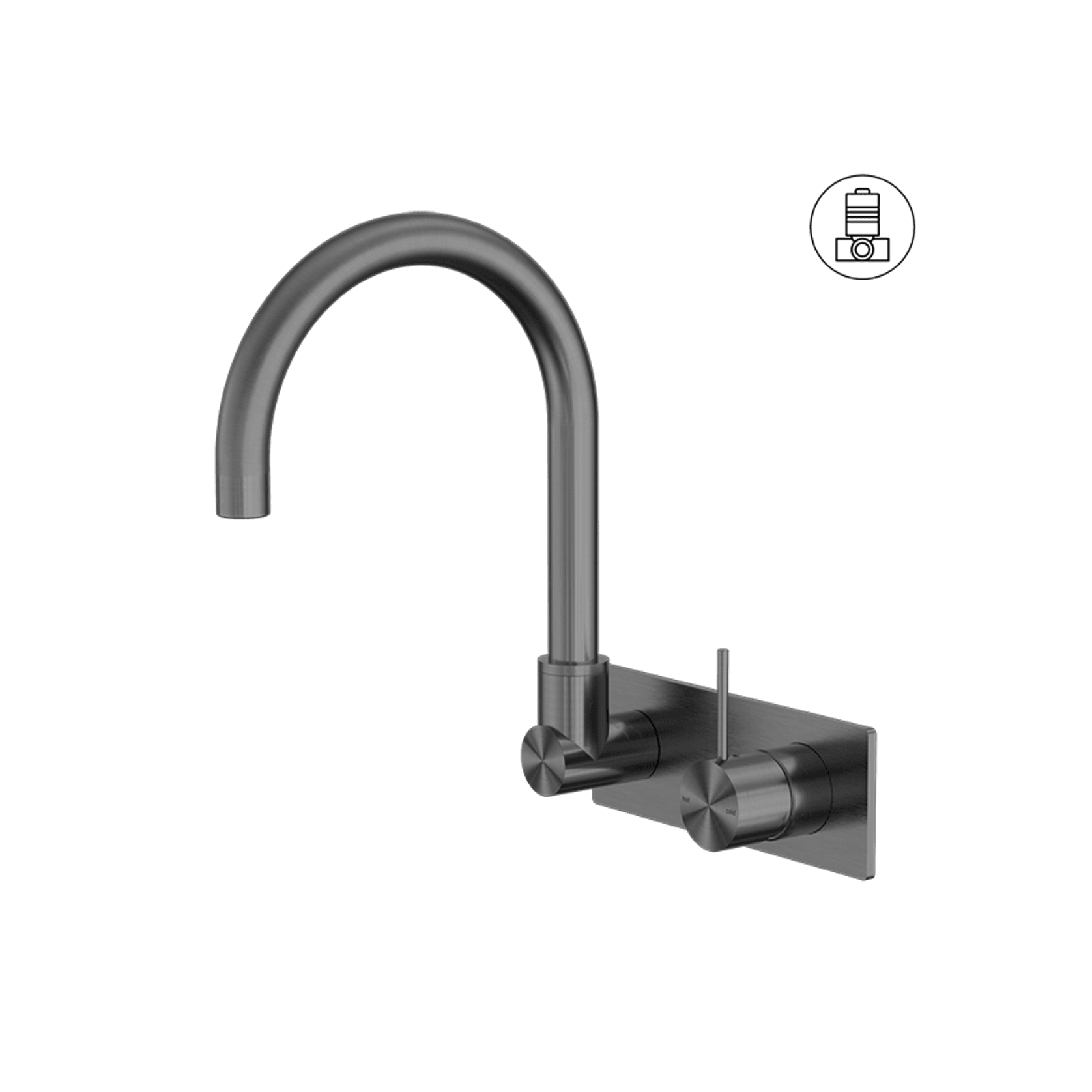 Mecca Wall Basin/Bath Mixer Swivel Spout Handle Up Gun Metal gallery detail image