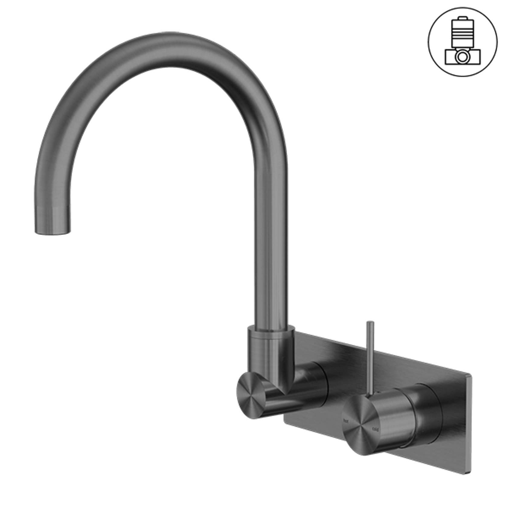 Mecca Wall Basin/Bath Mixer Swivel Spout Handle Up Gun Metal gallery detail image