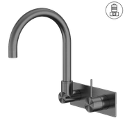 Mecca Wall Basin/Bath Mixer Swivel Spout Handle Up Gun Metal gallery detail image