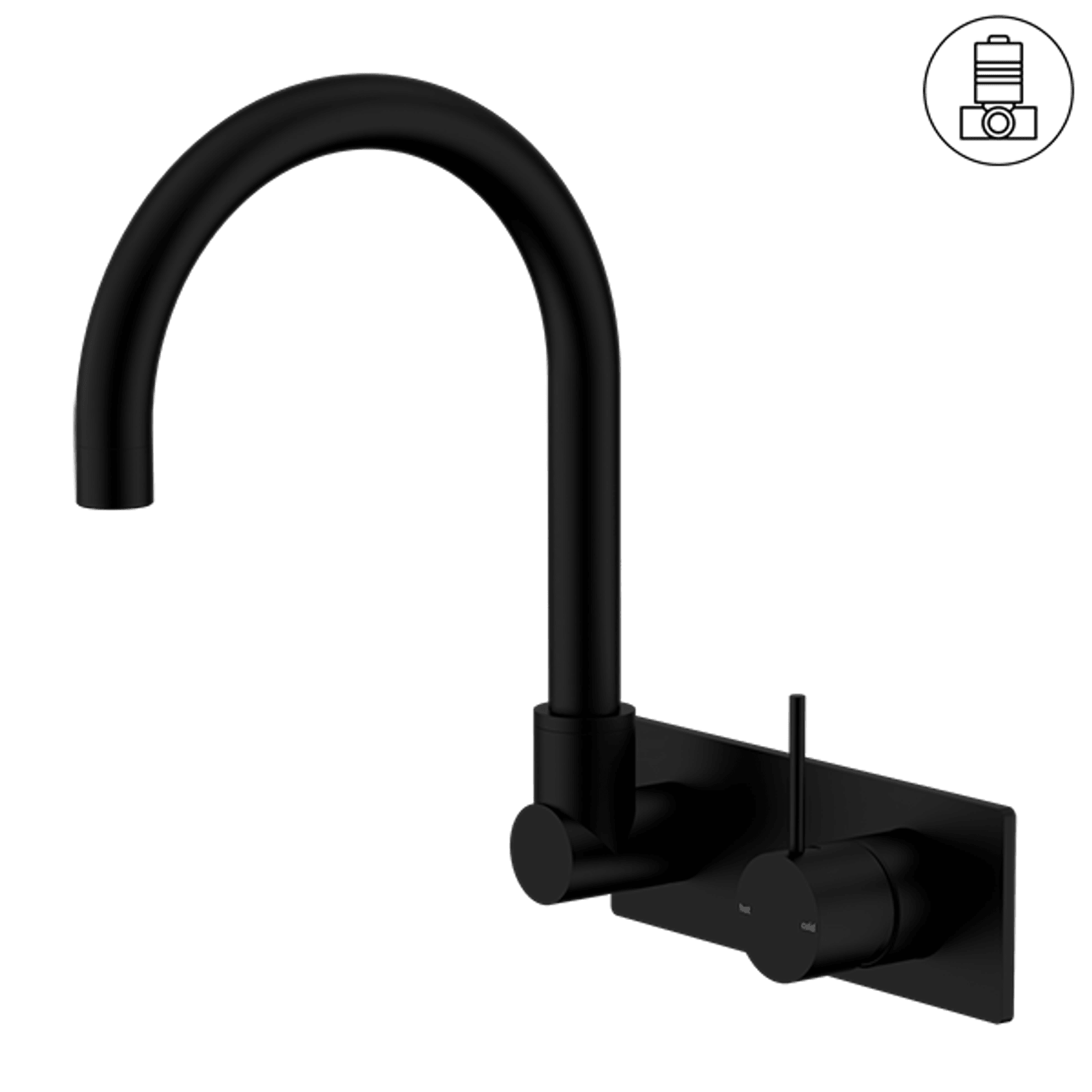 Mecca Wall Basin/Bath Mixer Swivel Spout Handle Up Matte Black gallery detail image