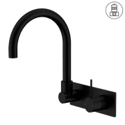 Mecca Wall Basin/Bath Mixer Swivel Spout Handle Up Matte Black gallery detail image