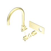 Mecca Wall Basin/Bath Mixer Swivel Spout Handle Up Trim Kits Only Brushed Gold gallery detail image