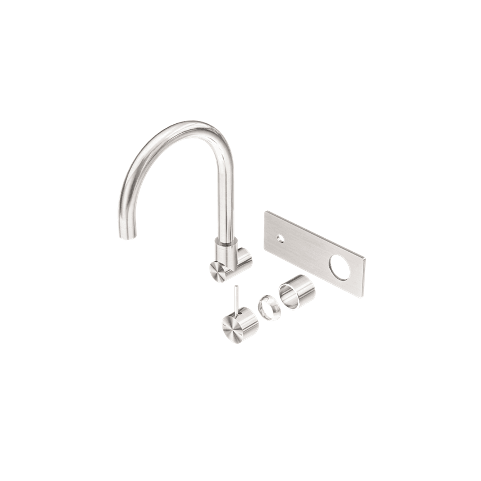 Mecca Wall Basin/Bath Mixer Swivel Spout Handle Up Trim Kits Only Brushed Nickel gallery detail image