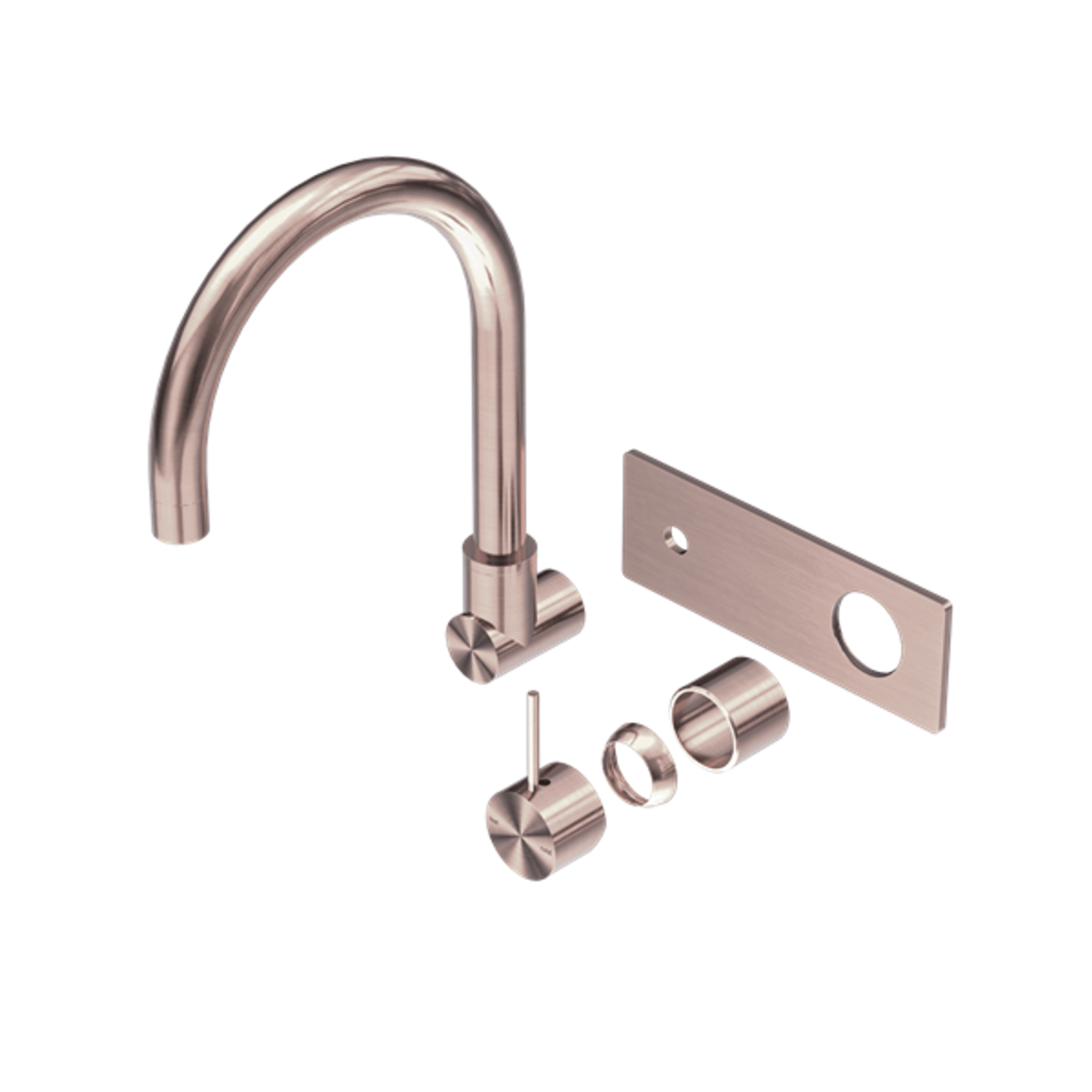 Mecca Wall Basin/Bath Mixer Swivel Spout Handle Up Trim Kits Only Brushed Bronze gallery detail image