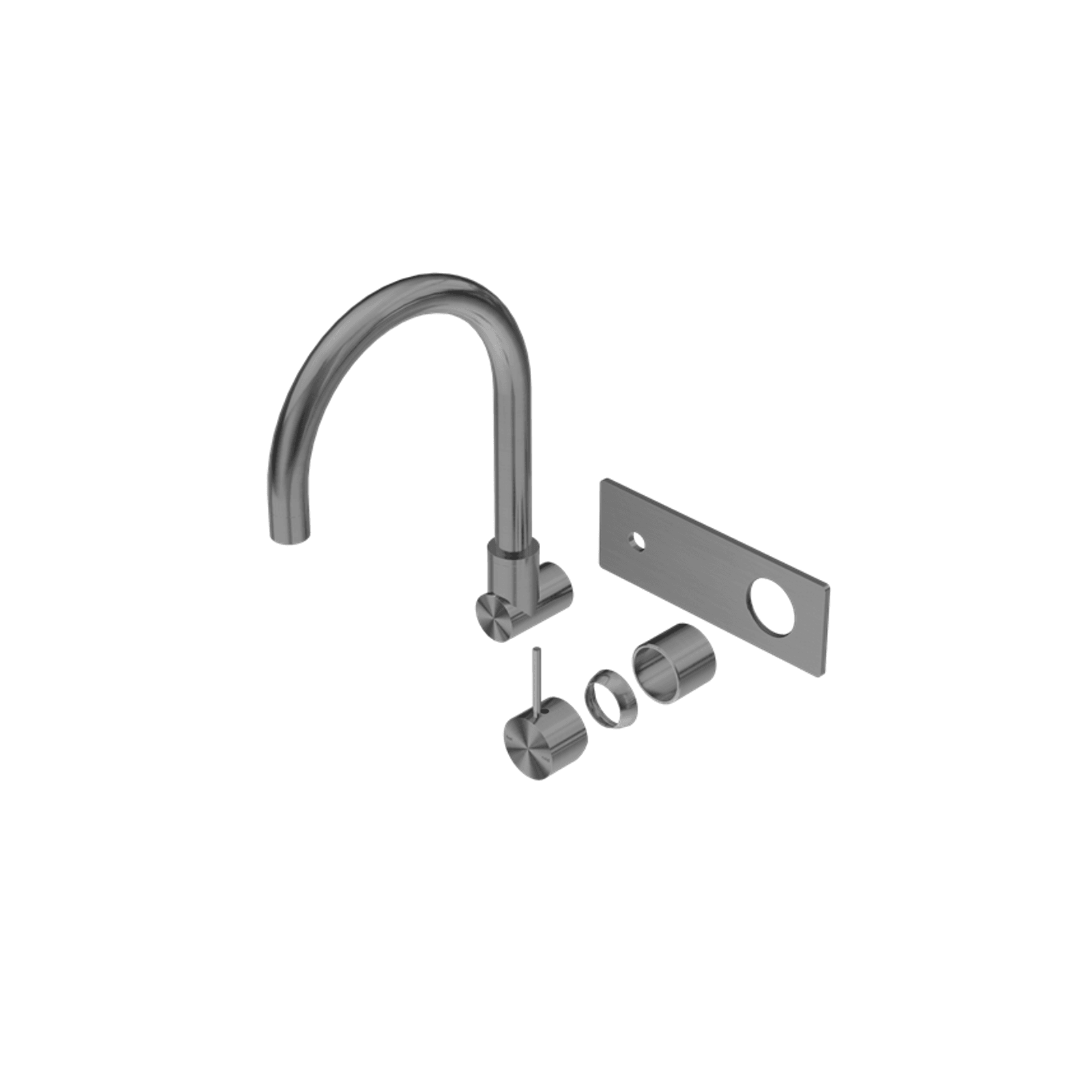 Mecca Wall Basin/Bath Mixer Swivel Spout Handle Up Trim Kits Only Gun Metal gallery detail image