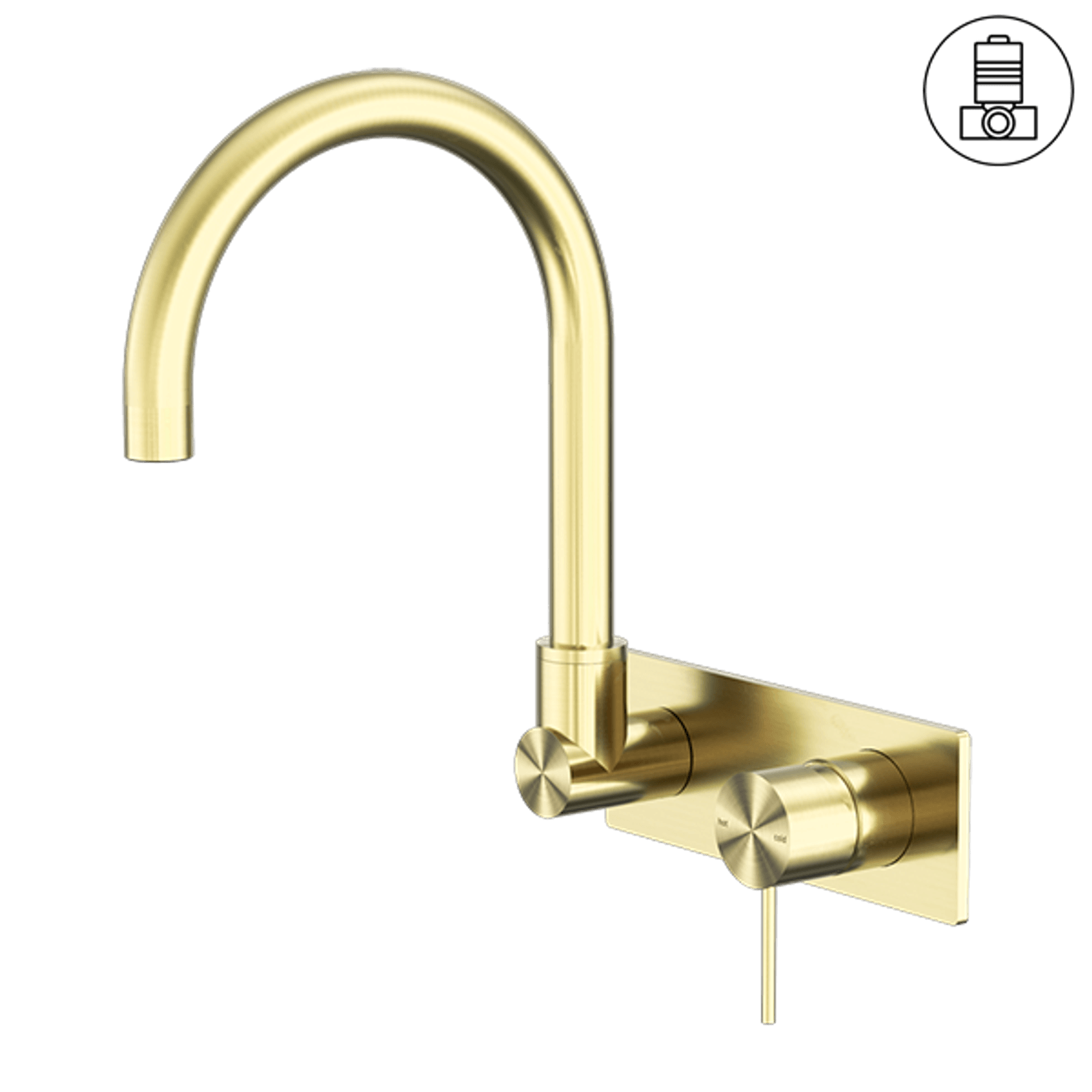 Mecca Wall Basin/Bath Mixer Swivel Spout Brushed Gold gallery detail image