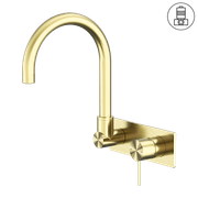 Mecca Wall Basin/Bath Mixer Swivel Spout Brushed Gold gallery detail image
