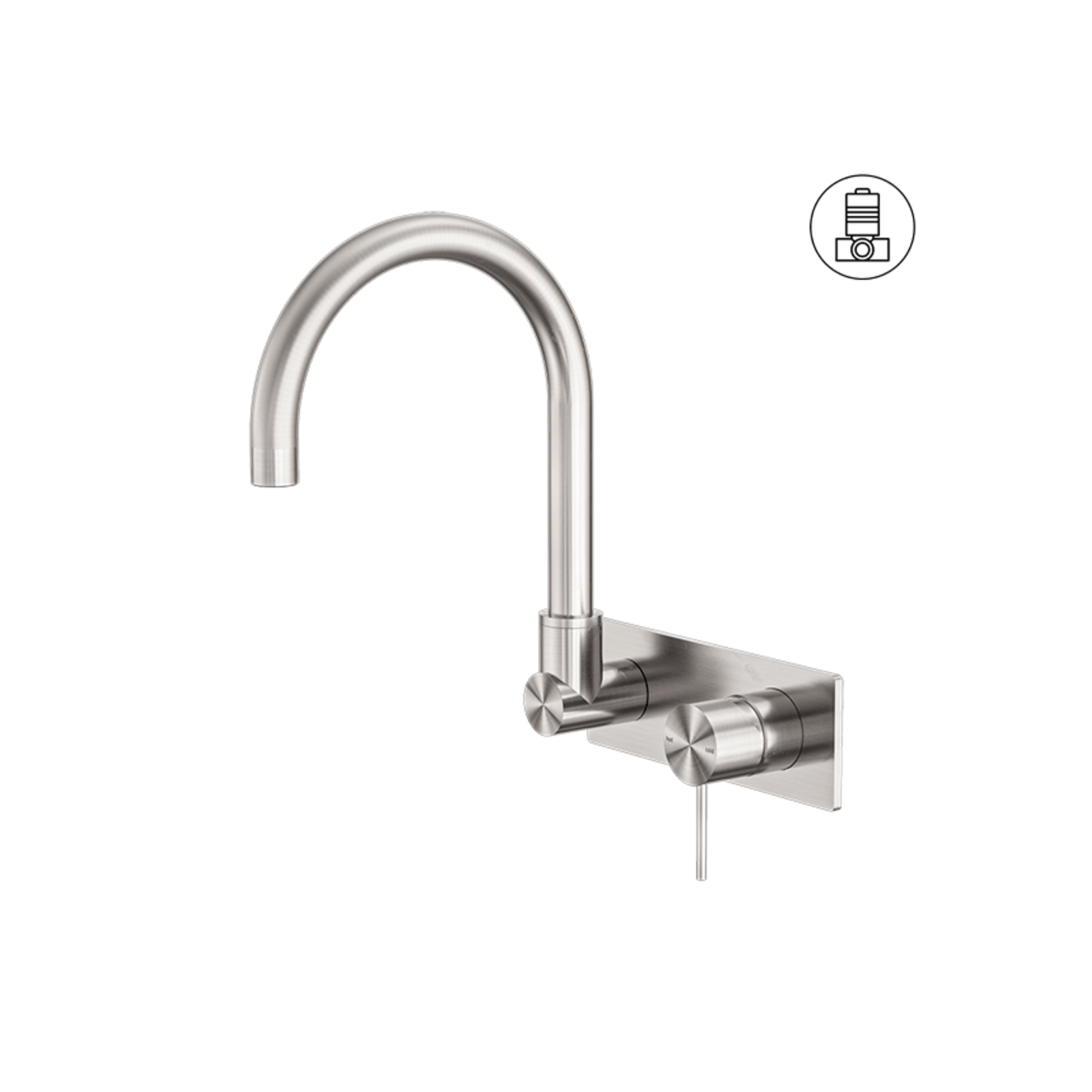 Mecca Wall Basin/Bath Mixer Swivel Spout Brushed Nickel gallery detail image