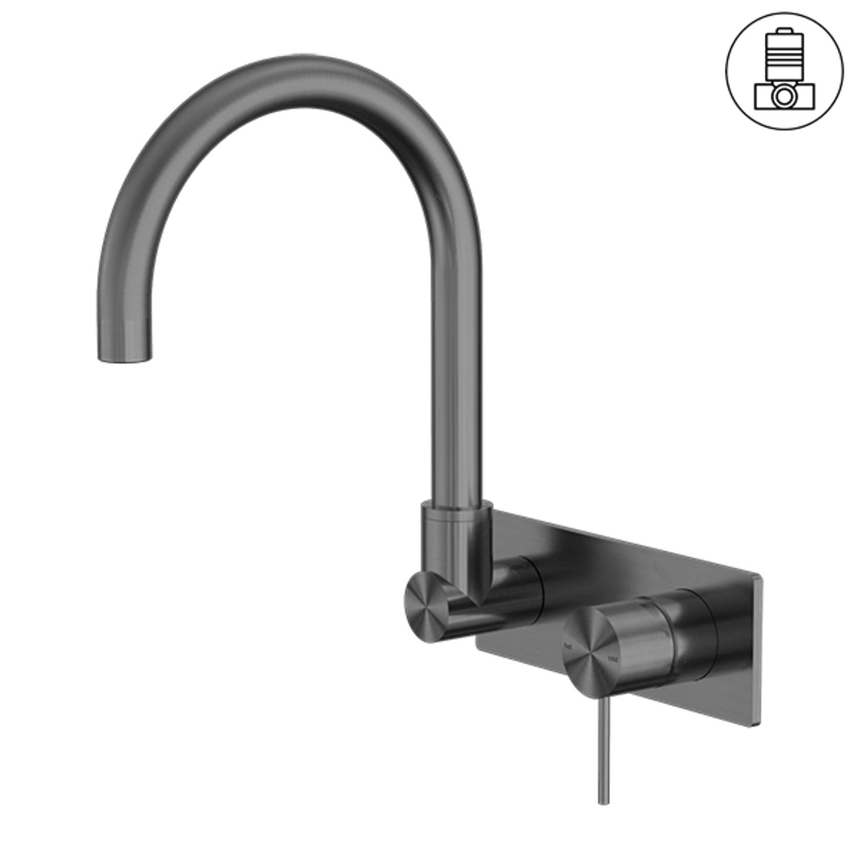 Mecca Wall Basin/Bath Mixer Swivel Spout Gun Metal gallery detail image