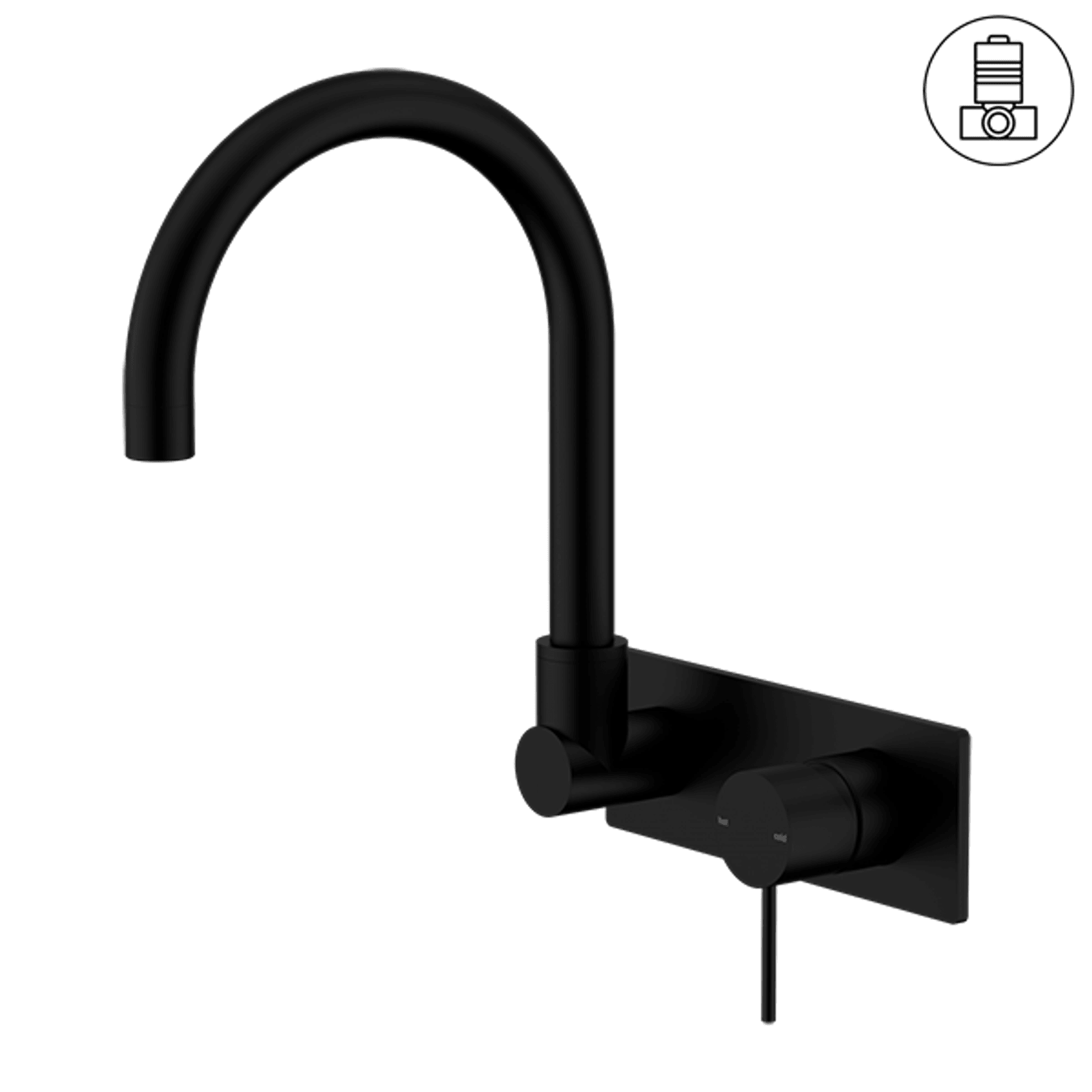 Mecca Wall Basin/Bath Mixer Swivel Spout Matte Black gallery detail image